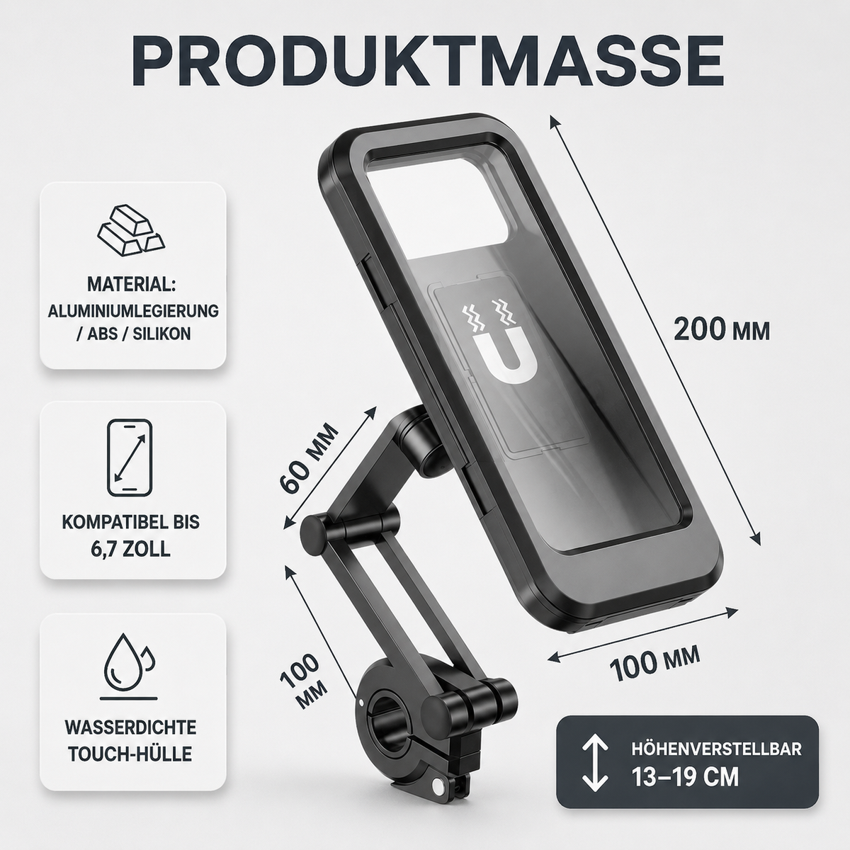 Smartphone Houder Motorfiets Waterdicht 360° Draaibaar Fiets Telefoonhouder Stuurmontage Universeel Zwart