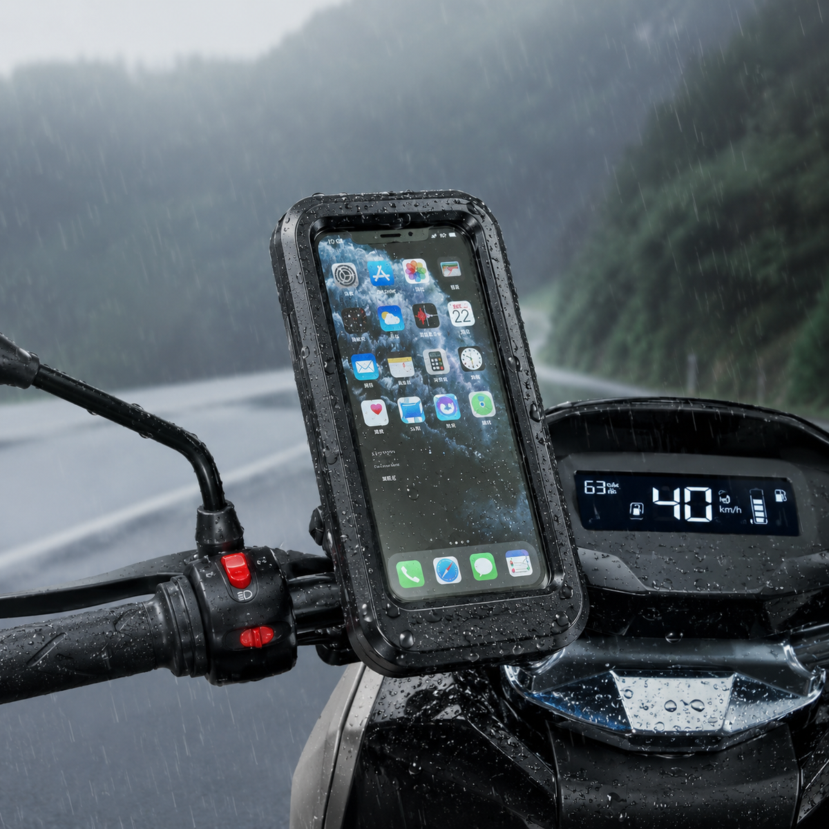 Smartphone Houder Motorfiets Waterdicht 360° Draaibaar Fiets Telefoonhouder Stuurmontage Universeel Zwart
