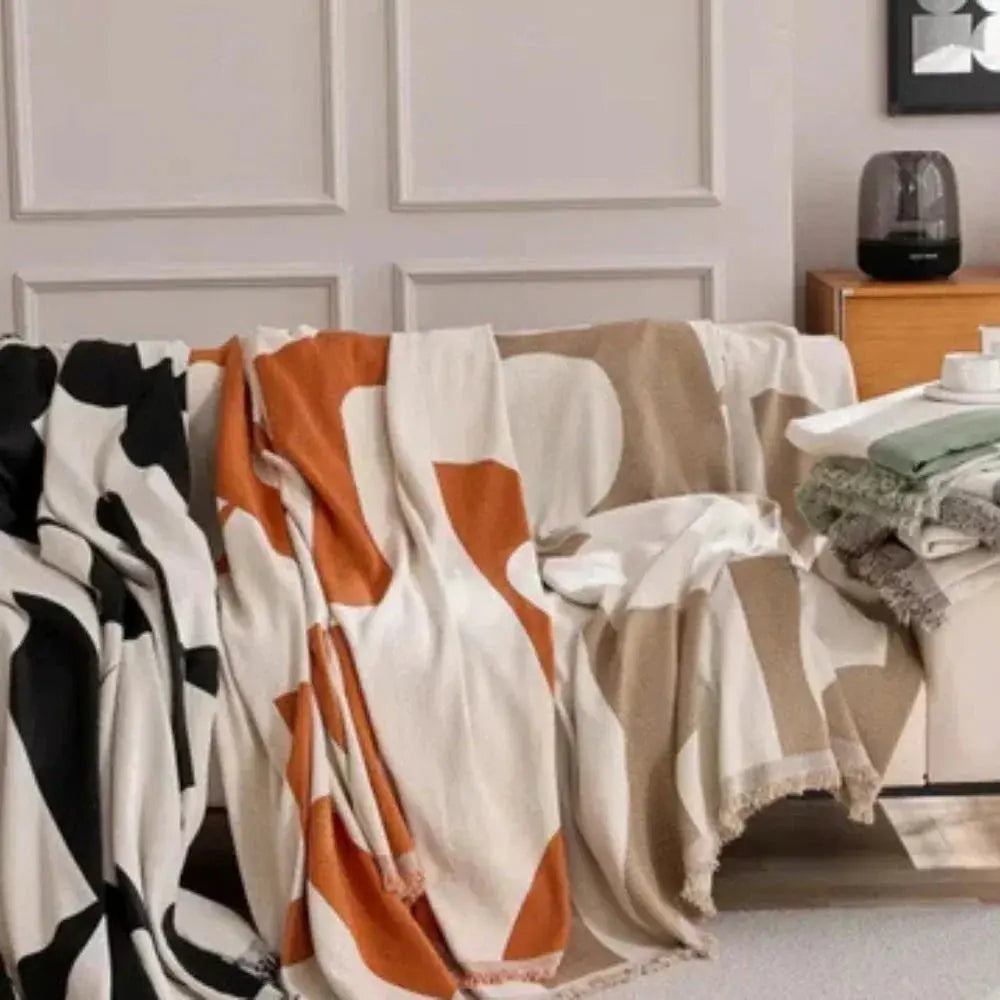 Zachte Chenille Plaid Bankdeken - Geruit Patroon - Lichtgewicht Deken voor Sofa en Slaapkamer