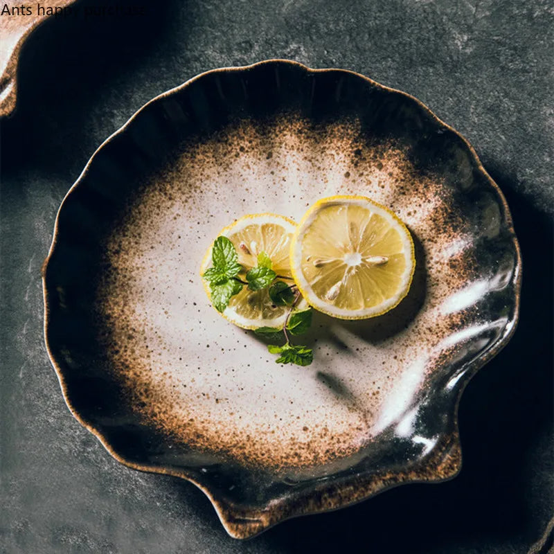 Keramische Schelp Borden Set - Elegant Servies voor Vis & Voorgerechten Scandinavisch Design - 3 cm × 20 cm
