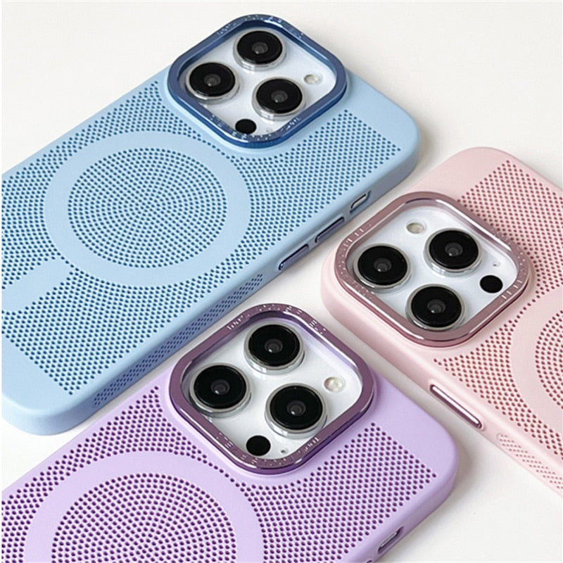 Warmteafvoerende Telefoonhoes MagSafe iPhone 14 15 16 met Camera Bescherming TPU Grip Magnetisch Slank