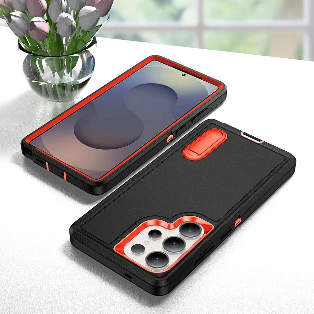 Robuuste Telefoonhoes met Standaard voor Galaxy S23-S26 - Militaire Bescherming Camera Schokbestendig