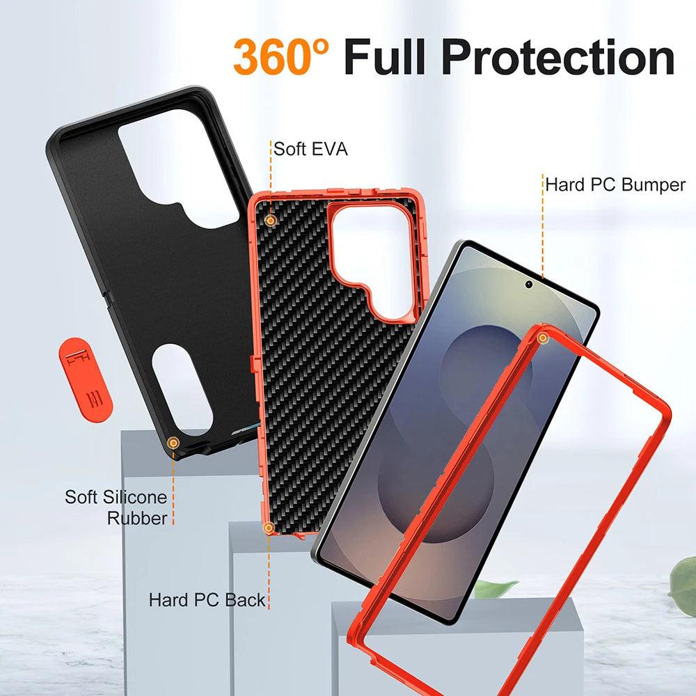 Robuuste Telefoonhoes met Standaard voor Galaxy S23-S26 - Militaire Bescherming Camera Schokbestendig