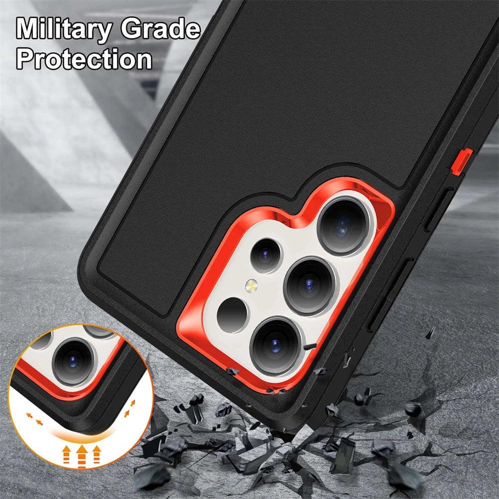 Robuuste Telefoonhoes met Standaard voor Galaxy S23-S26 - Militaire Bescherming Camera Schokbestendig