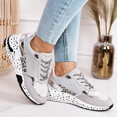 Dames Sneakers Lichtgewicht Antislip Zool Comfortabel Voetbed Dagelijks Gebruik Goud Zilver Casual Sportschoenen