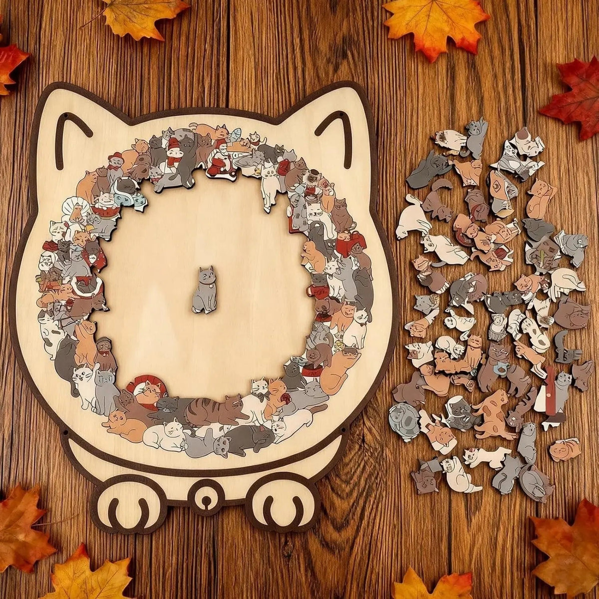 Houten Kattenpuzzel 135 Stukjes - Mooi Decoratief Legpuzzel voor Ontspanning en Interieur