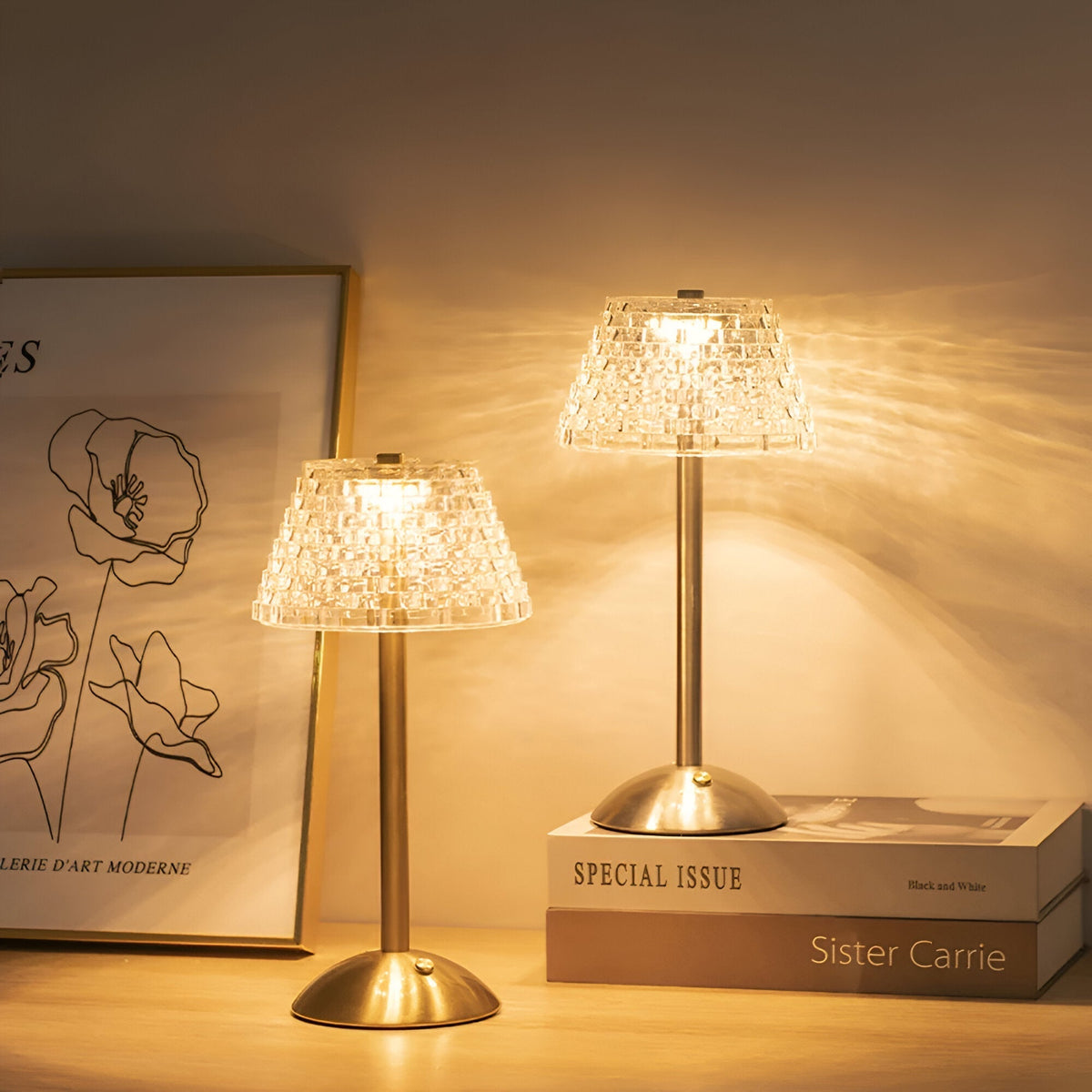 Oplaadbare Tafellamp Terras Draadloos 20 Uur USB-C 15x30 cm Glas 3 Lichtkleuren