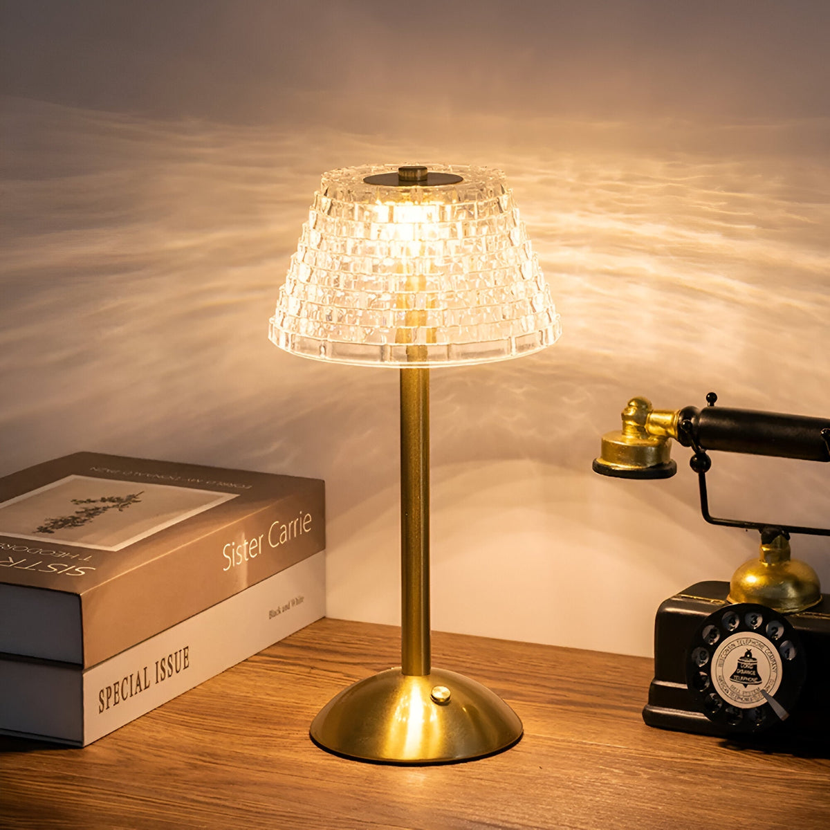 Draadloze Tafellamp Eettafel 30 cm Hoog Glas Touch 3 Lichtkleuren 3600 mAh USB-C