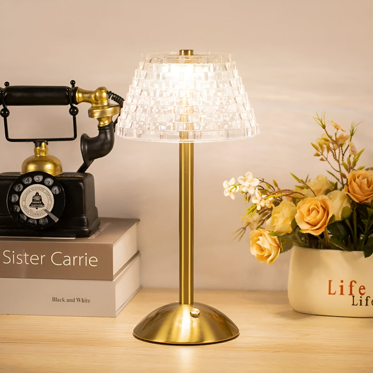 Oplaadbare Tafellamp Terras Draadloos 20 Uur USB-C 15x30 cm Glas 3 Lichtkleuren