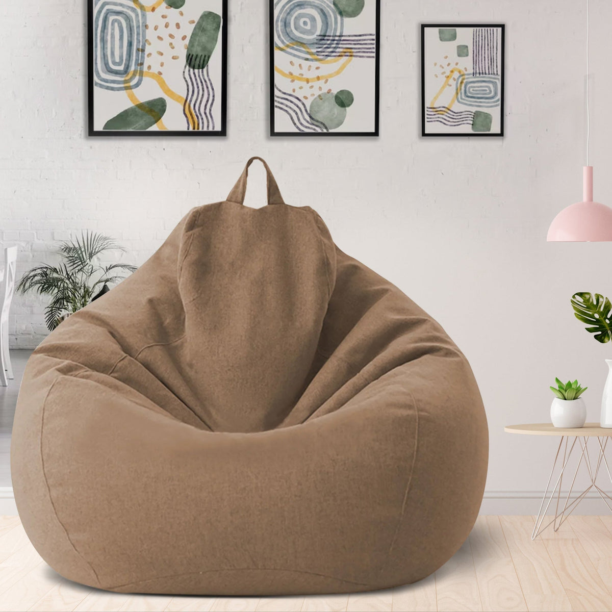 Afneembare Zitzakhoes XL Linnen-Look Wasbaar Lounge Relaxhoes Ergonomisch Comfort Vulbaar Zitzak Overtrek