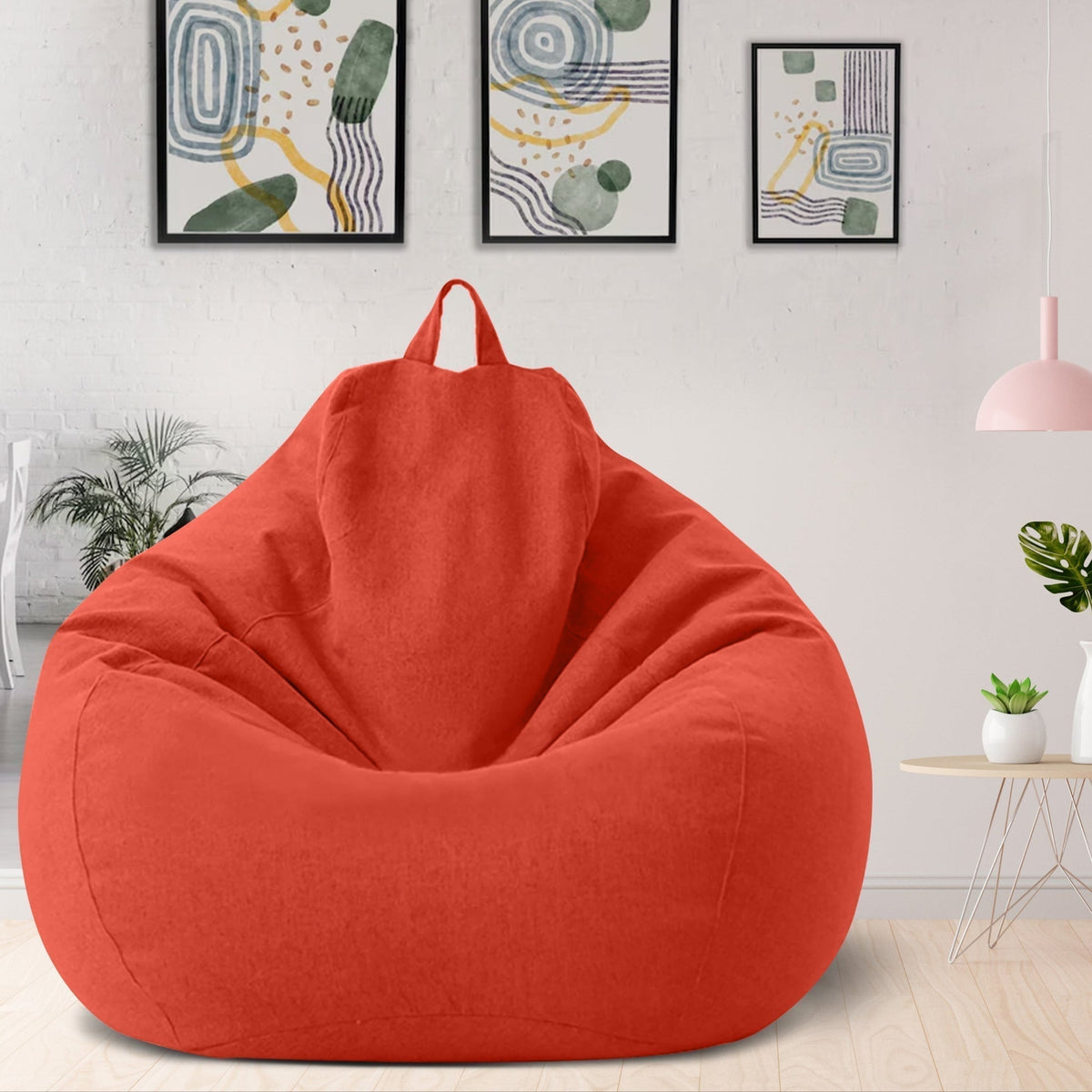 Afneembare Zitzakhoes XL Linnen-Look Wasbaar Lounge Relaxhoes Ergonomisch Comfort Vulbaar Zitzak Overtrek