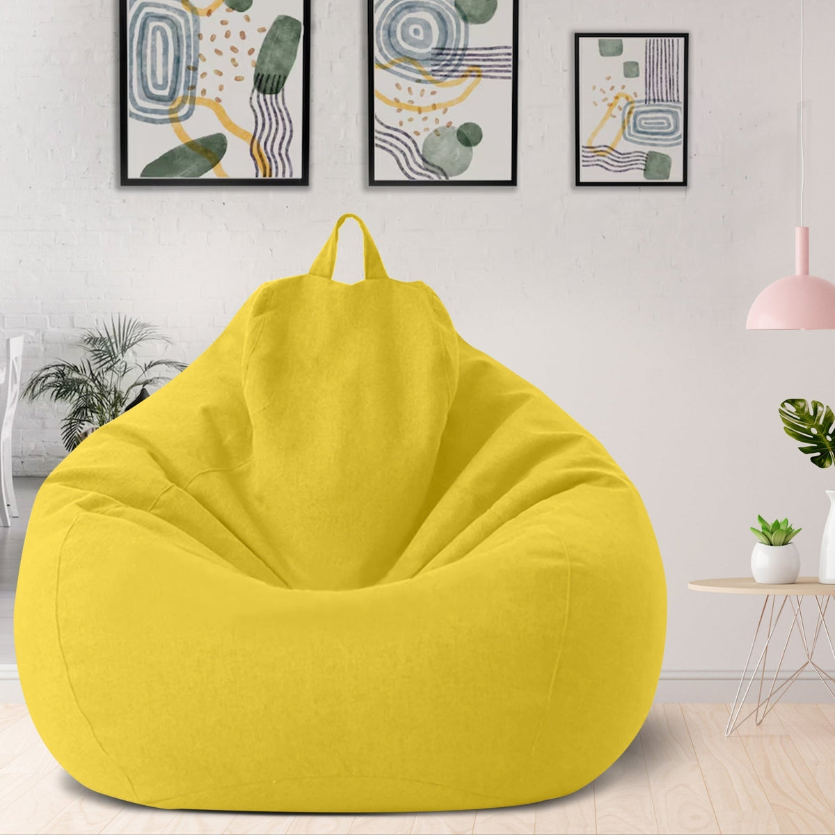 Afneembare Zitzakhoes XL Linnen-Look Wasbaar Lounge Relaxhoes Ergonomisch Comfort Vulbaar Zitzak Overtrek