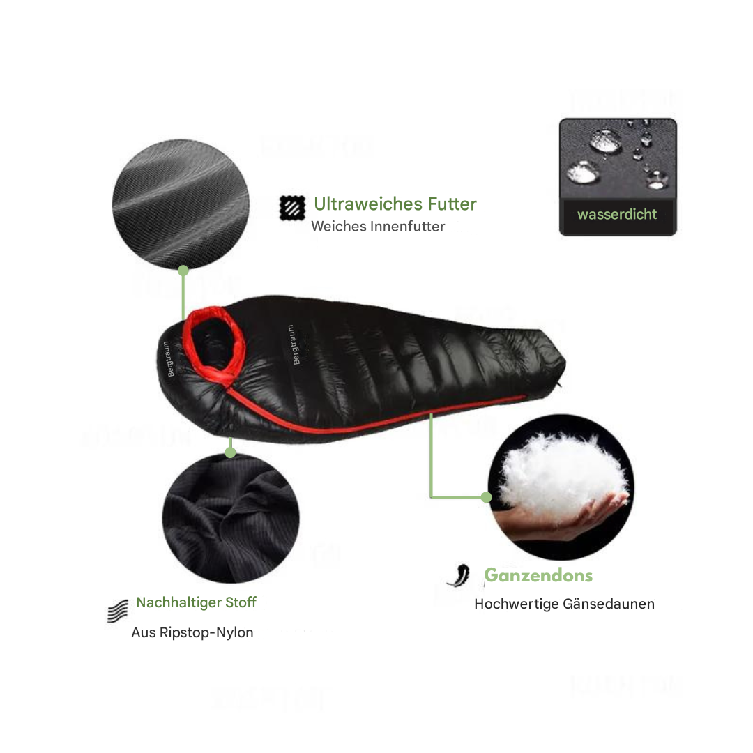 Winterslaapzak met Donsvulling 90% Eendendons -20°C Outdoor Camping Trekking Waterafstotend Compact Ultralight