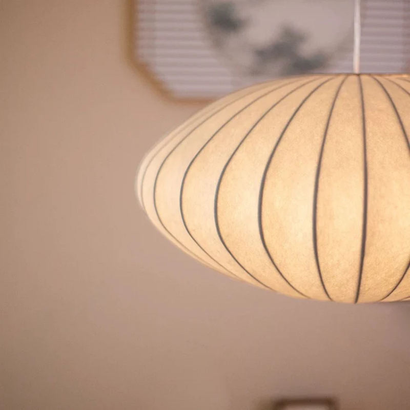 Japandi Hanglamp Zijde Wabi-Sabi Stijl - Minimalistische Kroonluchter met Natuurlijke Uitstraling 30 cm