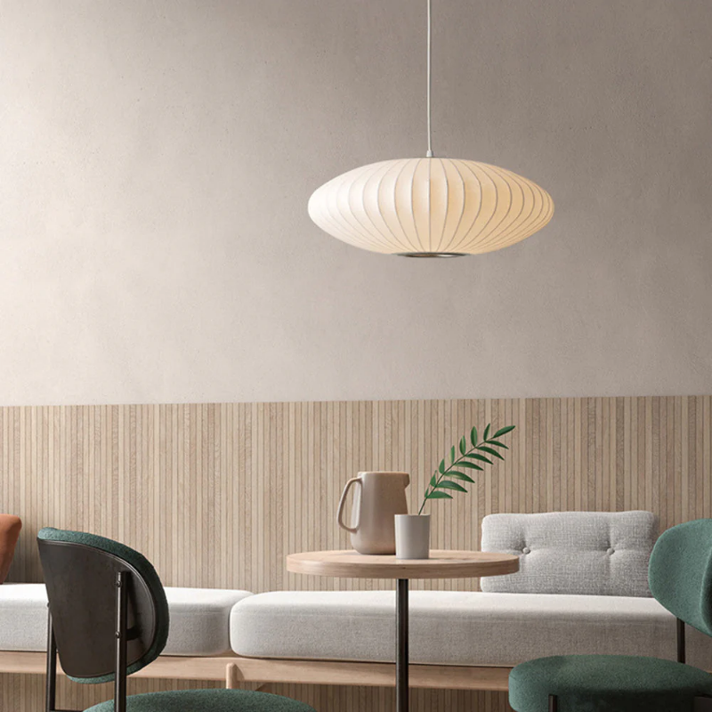 Japandi Hanglamp Zijde Wabi-Sabi Stijl - Minimalistische Kroonluchter met Natuurlijke Uitstraling 30 cm