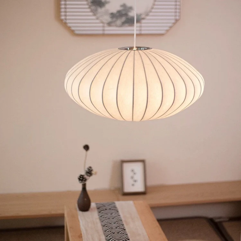 Japandi Hanglamp Zijde Wabi-Sabi Stijl - Minimalistische Kroonluchter met Natuurlijke Uitstraling 30 cm