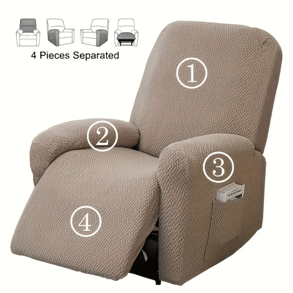 Recliner Hoes met Zijvak - Zachte Beschermhoes voor Relaxstoel Loungestoel Fauteuil Verstelbare Stoel 1-persoons Zwart Grijs Crème Beige