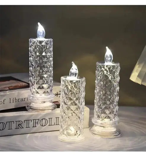 LED Kristallen Kaarsen Set - 4 Stuks met Sprankelend Licht voor Feestelijke Sfeer