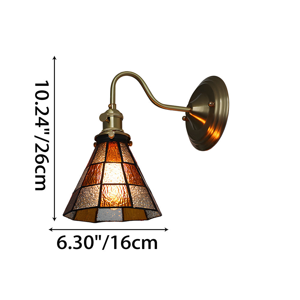 Wandlamp Trappenhuis Glas in Lood Koper E27 Diameter 13-16 cm Tiffany Stijl Hal Overloop