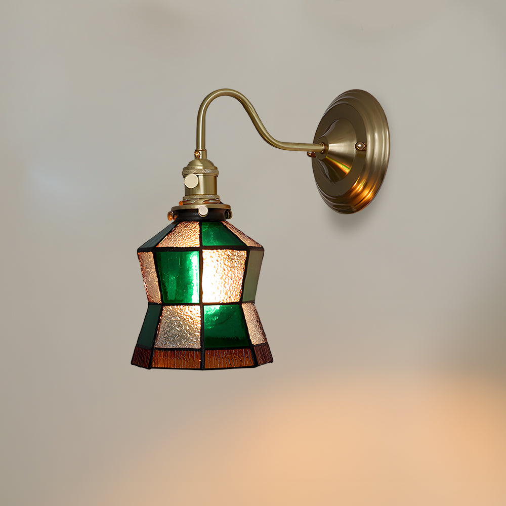 Wandlamp Trappenhuis Glas in Lood Koper E27 Diameter 13-16 cm Tiffany Stijl Hal Overloop