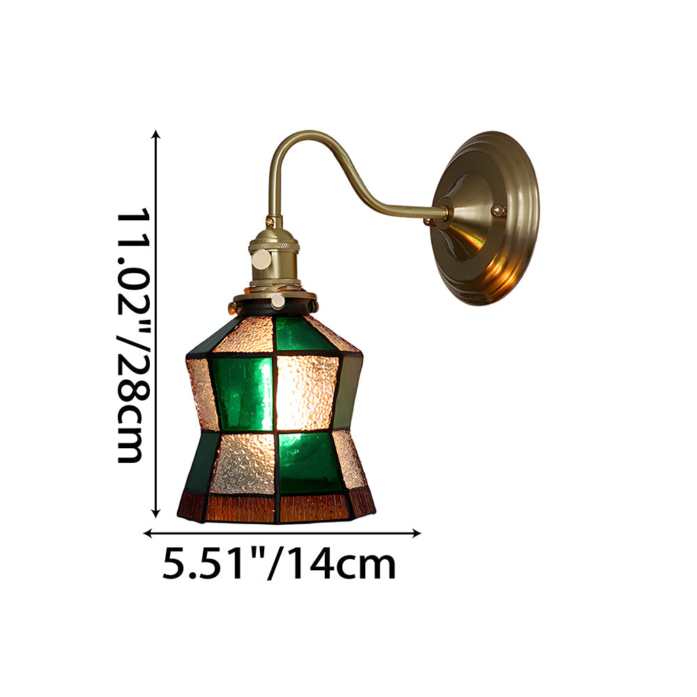 Wandlamp Trappenhuis Glas in Lood Koper E27 Diameter 13-16 cm Tiffany Stijl Hal Overloop