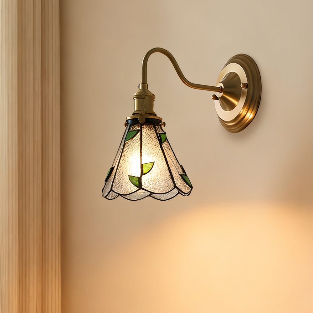 Wandlamp Trappenhuis Glas in Lood Koper E27 Diameter 13-16 cm Tiffany Stijl Hal Overloop