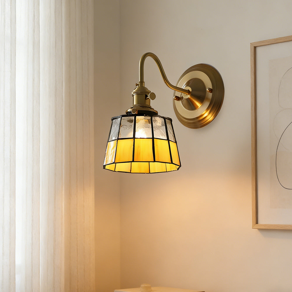 Wandlamp Trappenhuis Glas in Lood Koper E27 Diameter 13-16 cm Tiffany Stijl Hal Overloop
