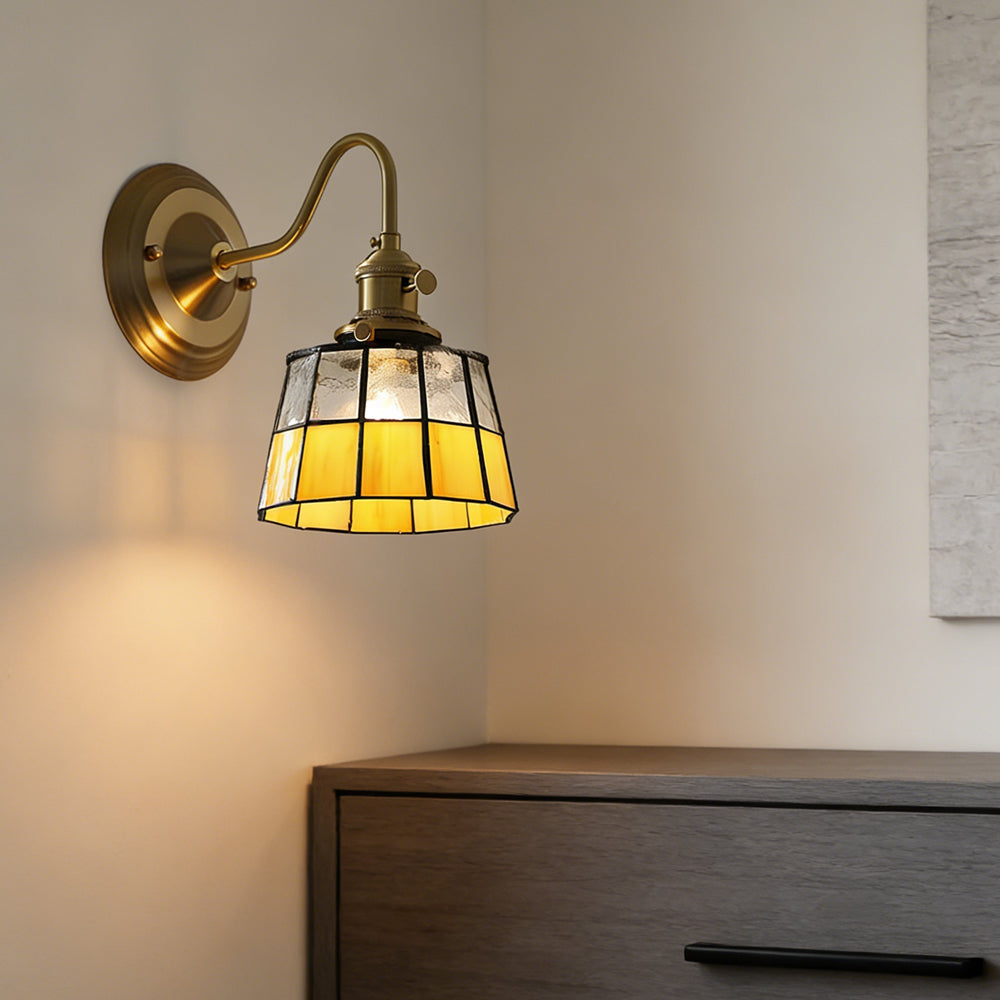 Wandlamp Trappenhuis Glas in Lood Koper E27 Diameter 13-16 cm Tiffany Stijl Hal Overloop