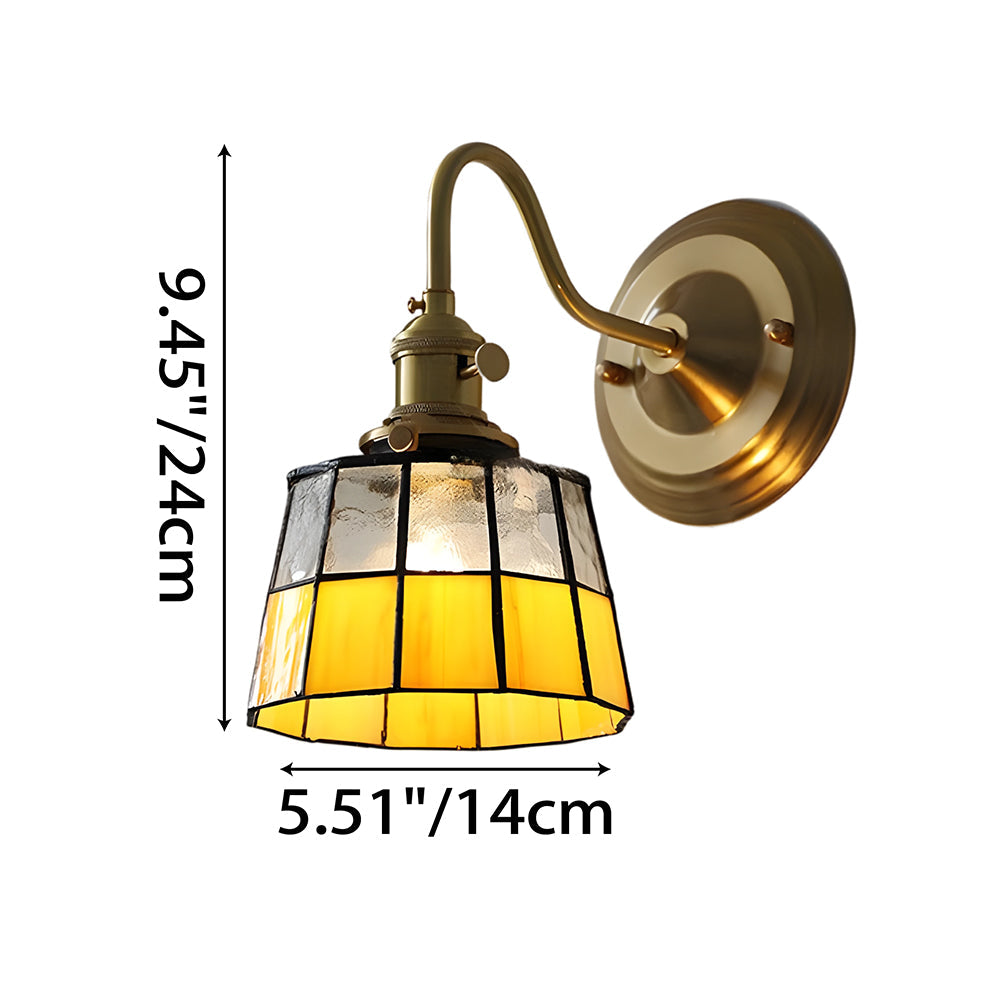 Wandlamp Trappenhuis Glas in Lood Koper E27 Diameter 13-16 cm Tiffany Stijl Hal Overloop