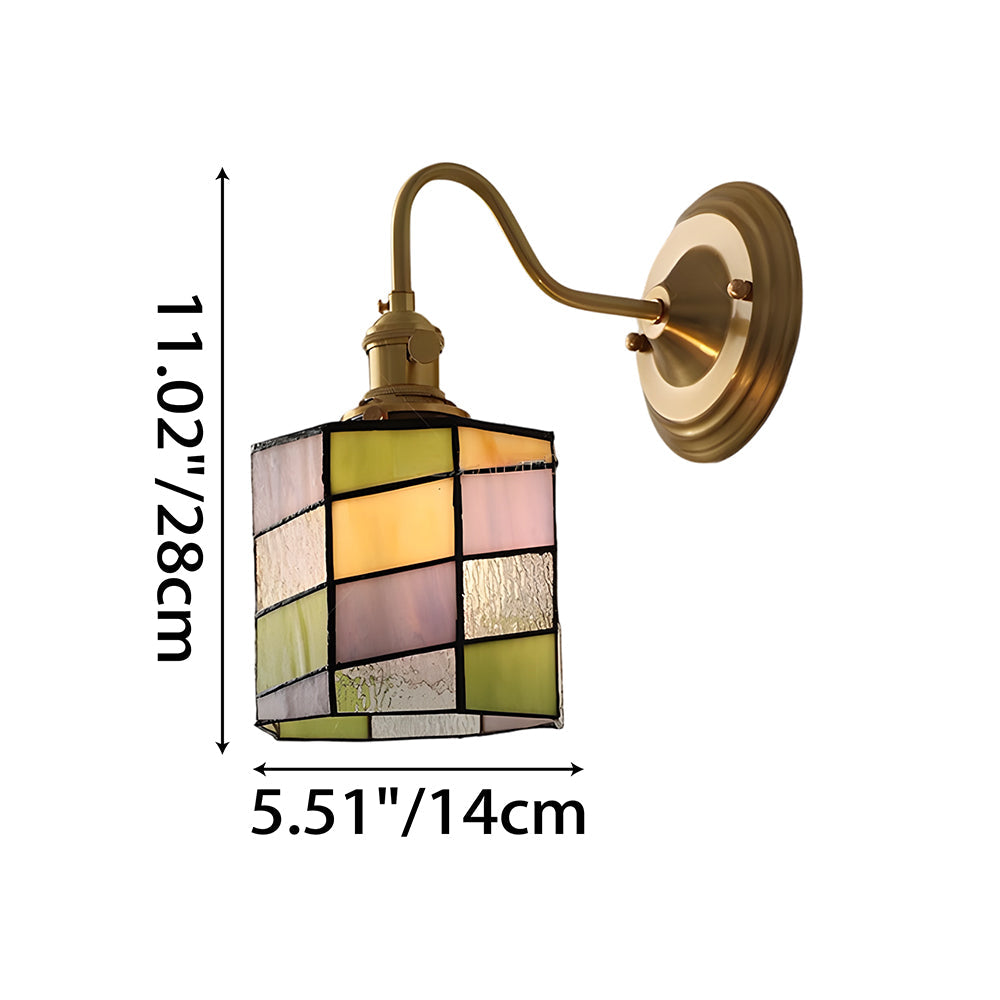 Wandlamp Trappenhuis Glas in Lood Koper E27 Diameter 13-16 cm Tiffany Stijl Hal Overloop