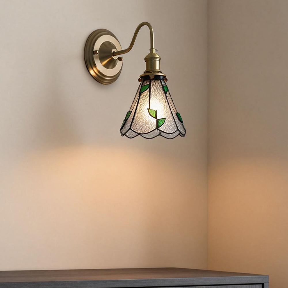 Wandlamp Trappenhuis Glas in Lood Koper E27 Diameter 13-16 cm Tiffany Stijl Hal Overloop