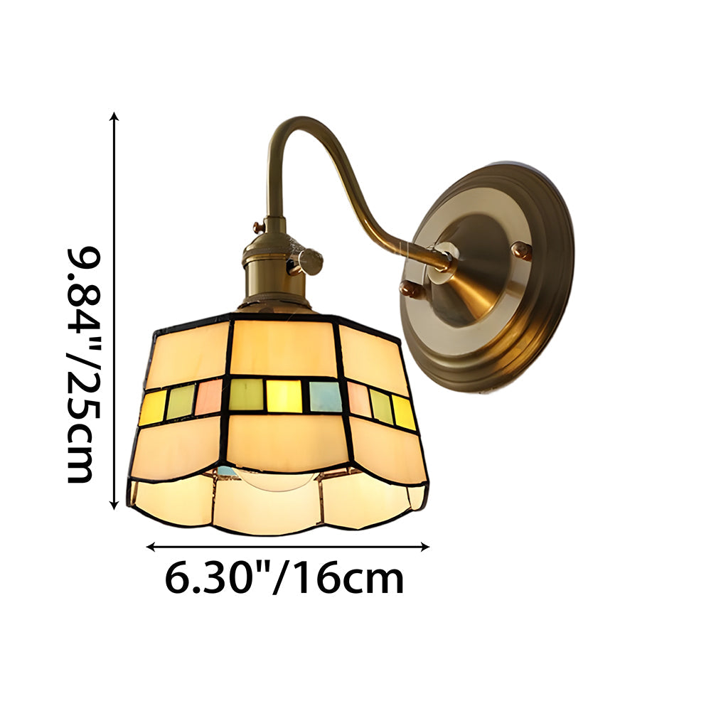 Wandlamp Trappenhuis Glas in Lood Koper E27 Diameter 13-16 cm Tiffany Stijl Hal Overloop
