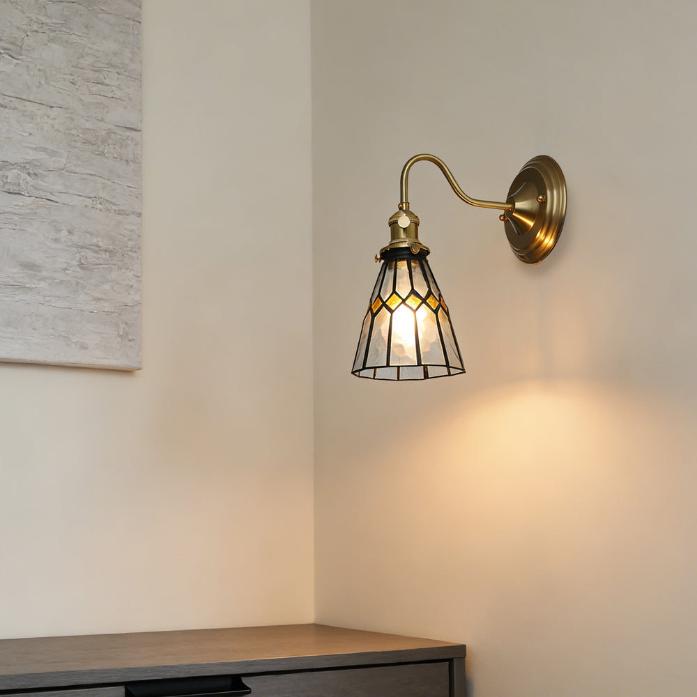 Wandlamp Trappenhuis Glas in Lood Koper E27 Diameter 13-16 cm Tiffany Stijl Hal Overloop