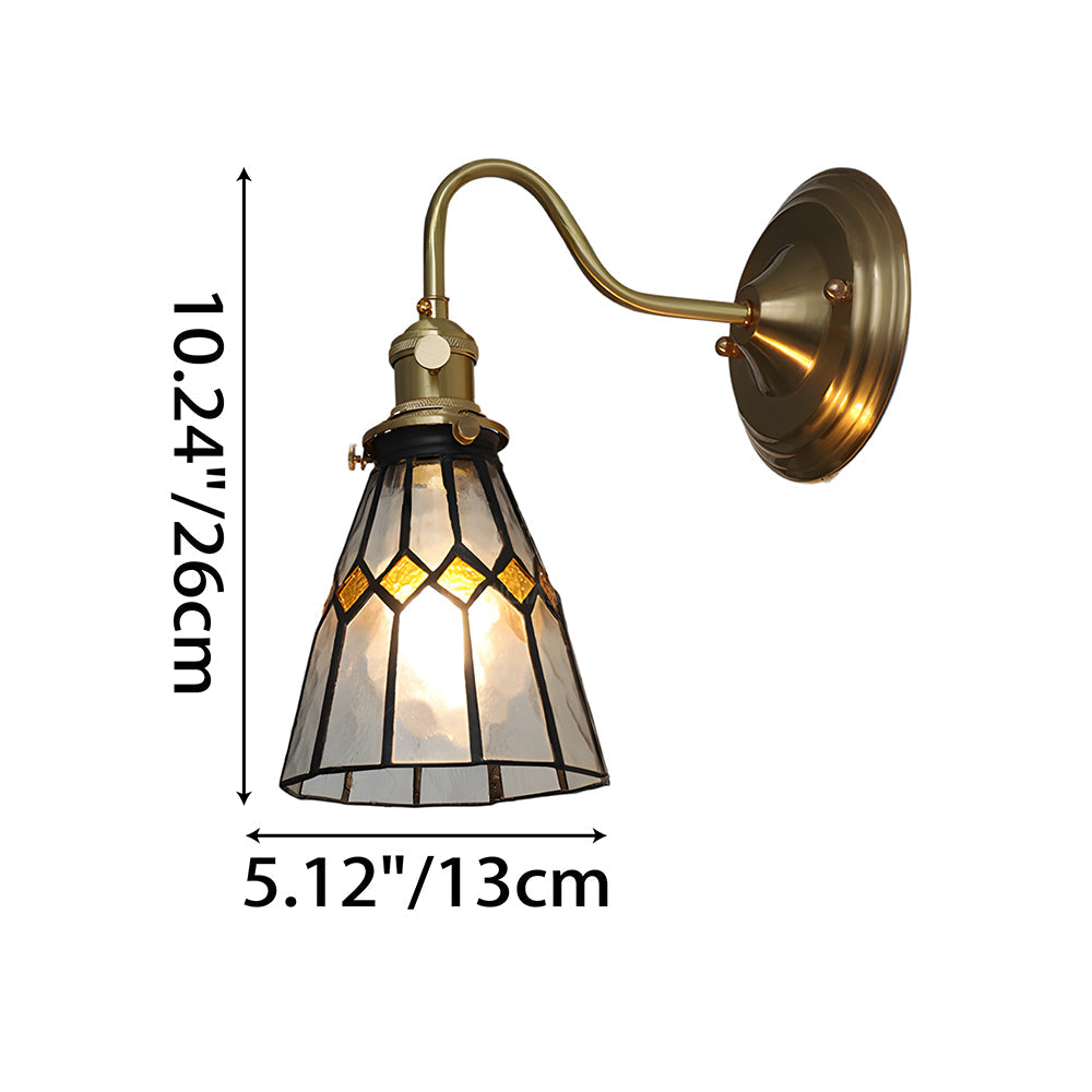 Wandlamp Trappenhuis Glas in Lood Koper E27 Diameter 13-16 cm Tiffany Stijl Hal Overloop