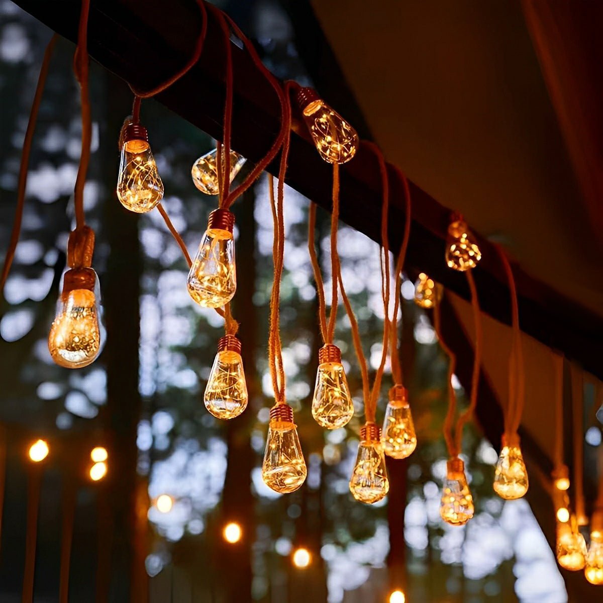 Solar LED Filament Lichtslinger Warm Wit 20 LED IP65 Waterbestendig Tuinverlichting Balkon Terras Feestdecoratie Retro Stijl Draadloos Energiezuinig Buitenverlichting Sfeerverlichting