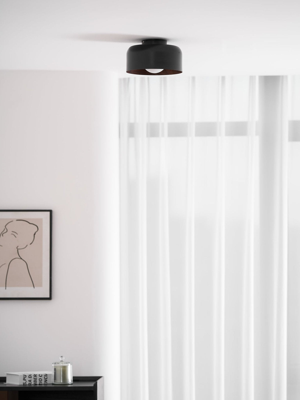 Ronde Plafondlamp met Houtnerf Interieur Glazen Bol ∅22 cm voor Hal Keuken Slaapkamer Wandmontage G9 Fitting