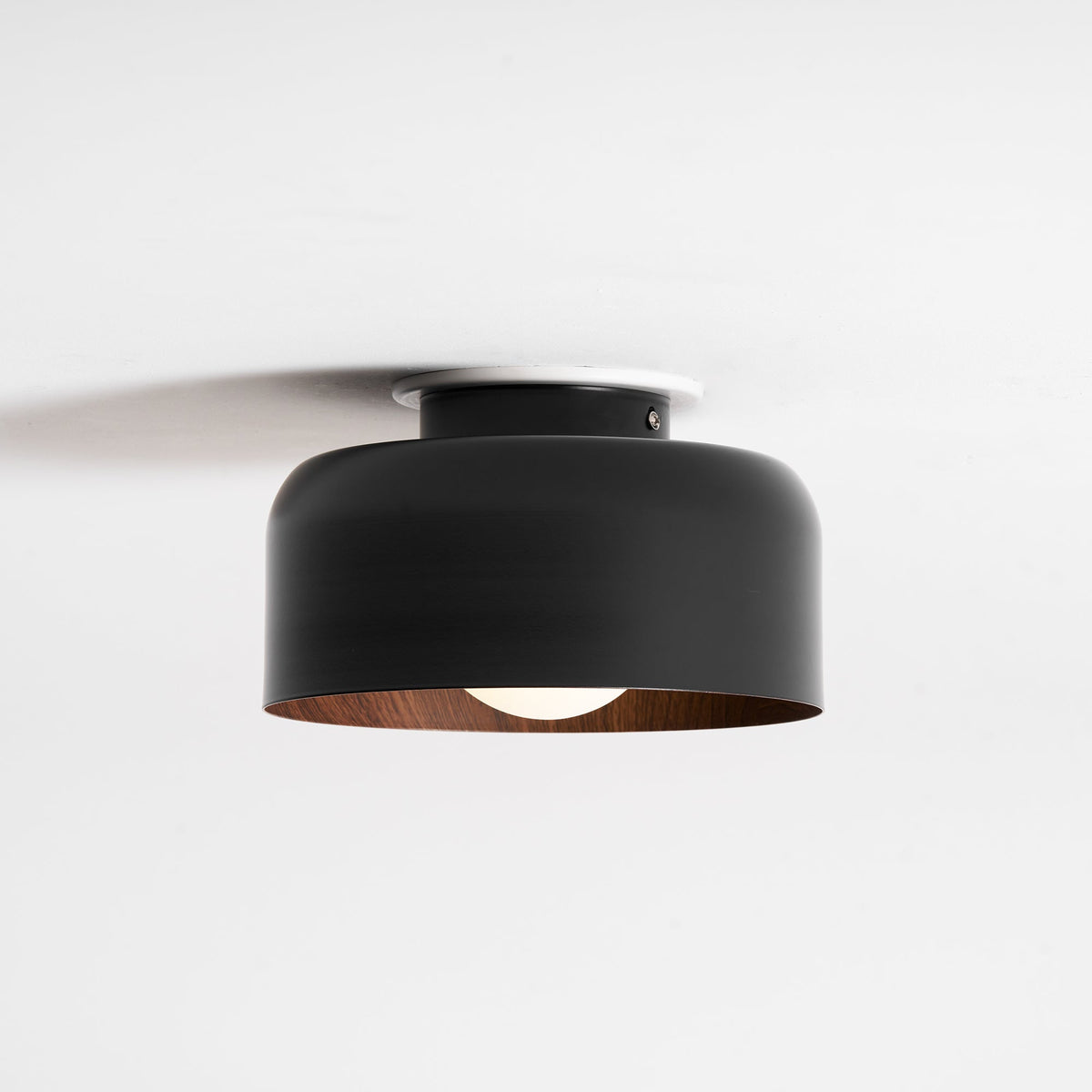 Ronde Plafondlamp met Houtnerf Interieur Glazen Bol ∅22 cm voor Hal Keuken Slaapkamer Wandmontage G9 Fitting