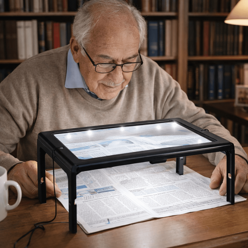Opvouwbare Tafelvergrootglas met LED Verlichting Handsfree Leeshulp voor Lezen Hobby en Precisiewerk