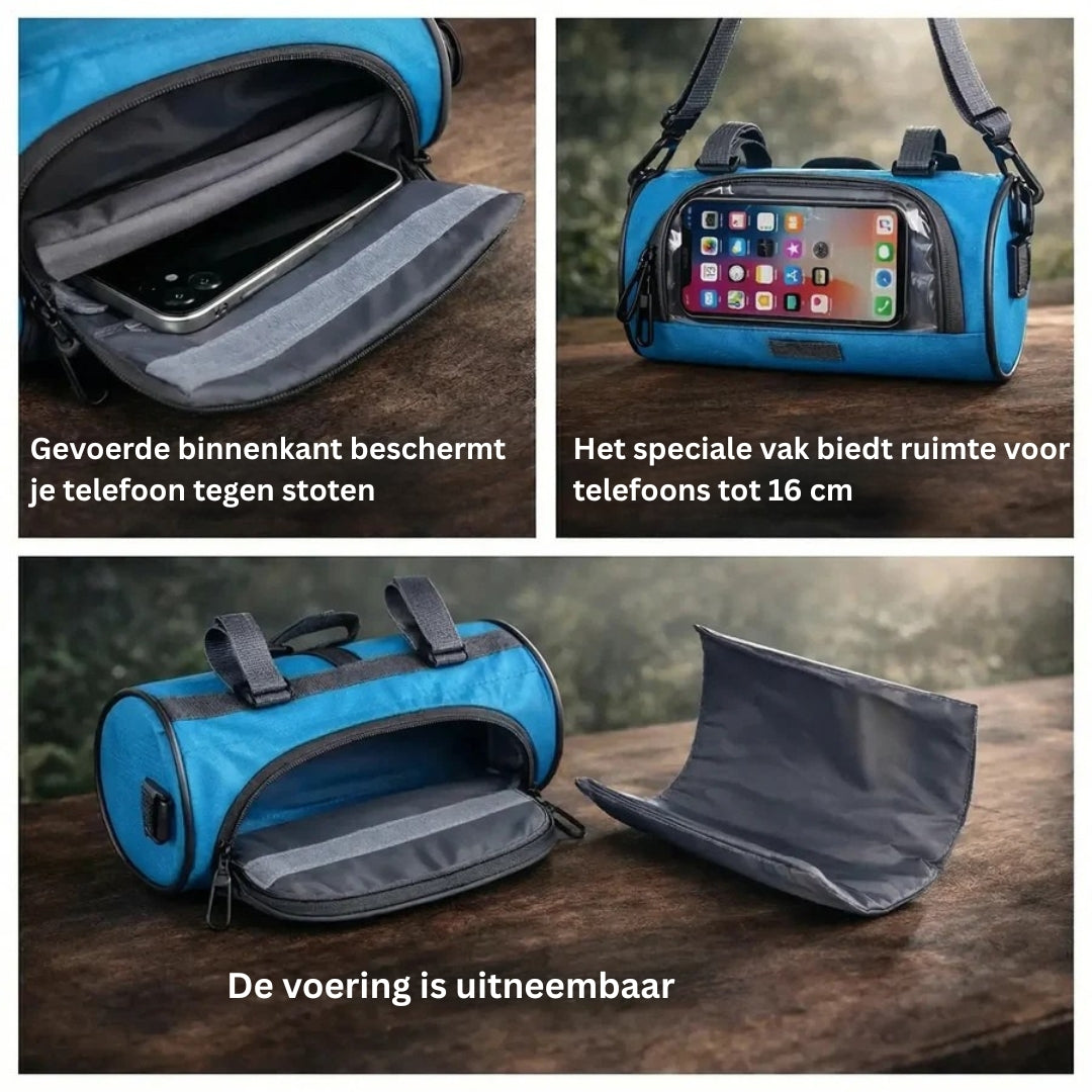 Waterdichte Fietstas voor Stuur met Touchscreen Venster Navigatie Smartphone Opslag Zwart Groen Fietsen
