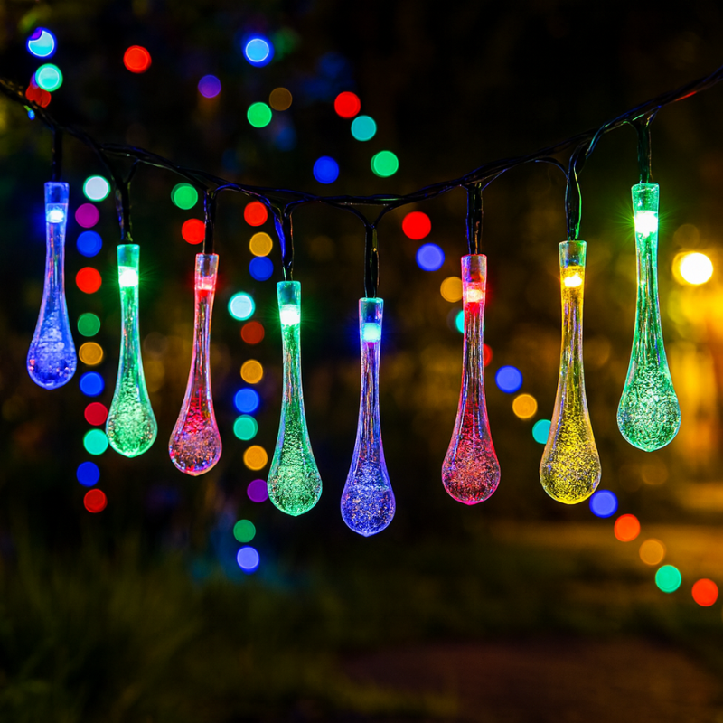 Solar LED Lichtsnoer 30 Lampjes Waterdicht Tuinverlichting 8 Standen Druppelvorm Terras Balkon Decoratie