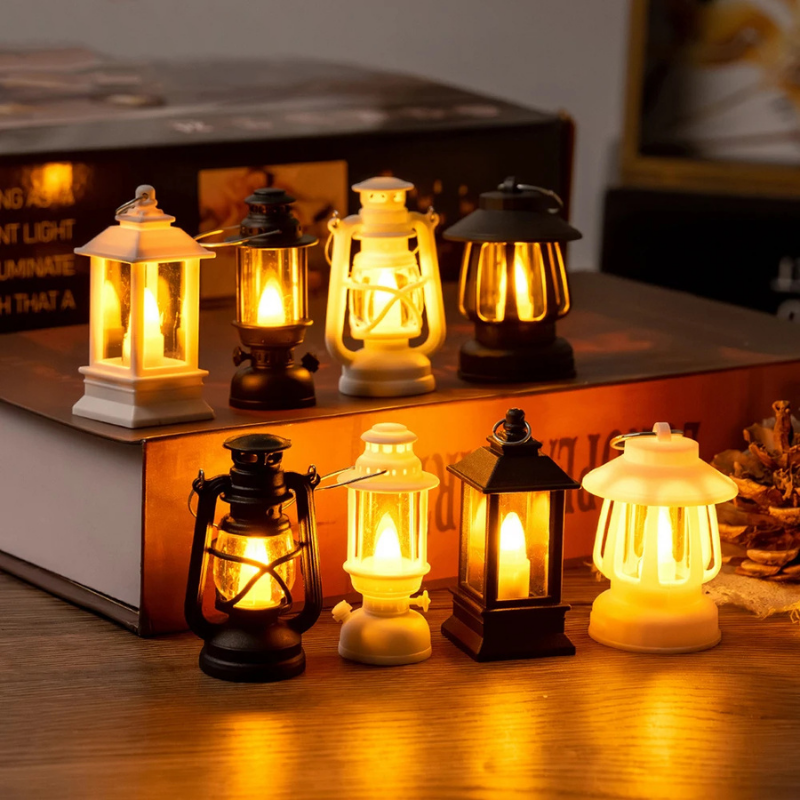 Mini LED Nachtlampje Retro Design Poppenhuisverlichting Warm Sfeerlicht Decoratief Miniatuurlamp Kinderkamer