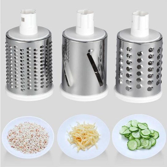 Roterende Keukenrasp met 3 Messen - Handmatige Multifunctionele Groentesnijder en Kaasrasp voor Salade, Gebak en Pasta