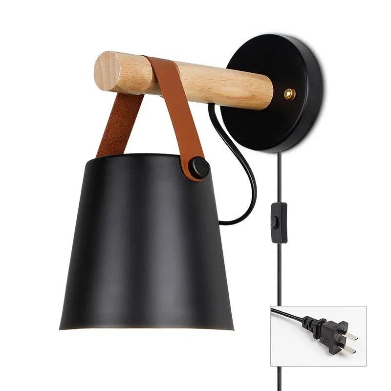 Scandinavische Wandlamp Hout voor Slaapkamer - Minimalistisch Natuurhout Lichtpunt Wit of Zwart