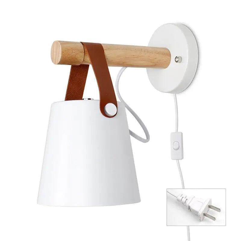 Scandinavische Wandlamp Hout voor Slaapkamer - Minimalistisch Natuurhout Lichtpunt Wit of Zwart