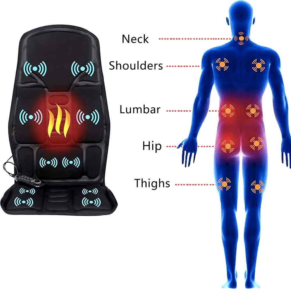 Elektrische Massagekussen met 8 Programma's Verwarmde Neksteun Shiatsu voor Stoel Auto Thuis Relaxatie