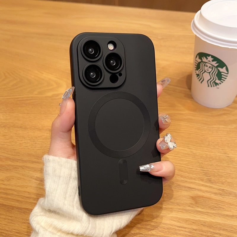 Magnetische iPhone Hoesje Mat Afwerking Camerabescherming 14 15 16 17 Pro Max Air Siliconen Telefooncase