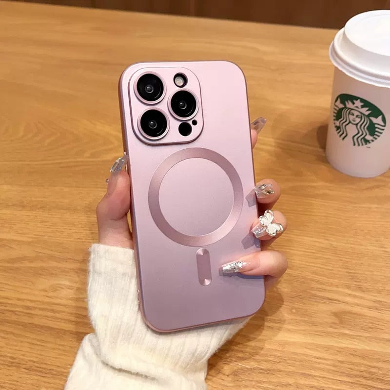 Magnetische iPhone Hoesje Mat Afwerking Camerabescherming 14 15 16 17 Pro Max Air Siliconen Telefooncase