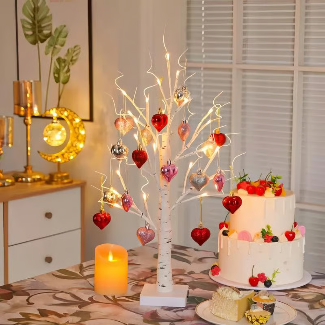 LED Berkenboom 60cm Warmwit Licht Hart Decoratie Sfeerlamp Tafel Decoratieve Verlichting Woonkamer Interieur