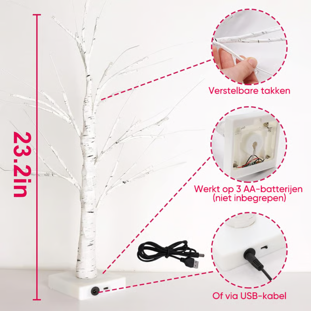 LED Berkenboom 60cm Warmwit Licht Hart Decoratie Sfeerlamp Tafel Decoratieve Verlichting Woonkamer Interieur