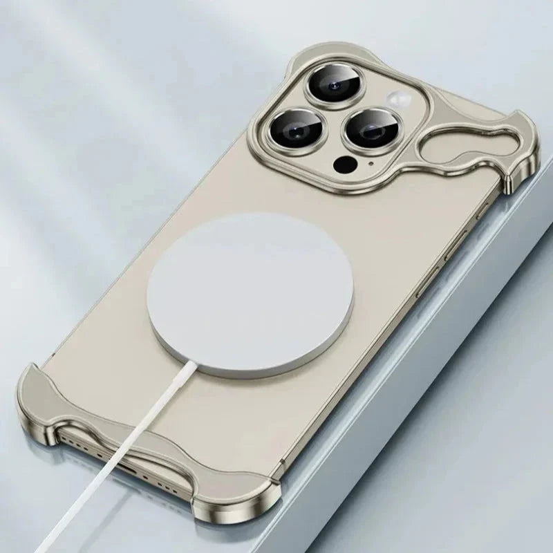 Randloos Aluminium iPhone Hoesje Minimalistisch Design Anti-Kras Bescherming 7 Kleuren 12 13 14 15 16 17 Pro Max